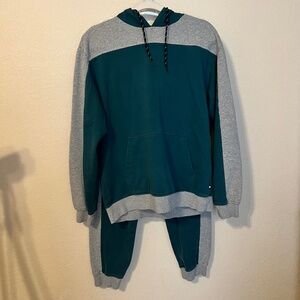 Edgar & Ash Matching Sweatshirt & Jogger Sweatpant Set Green/Gray S/M